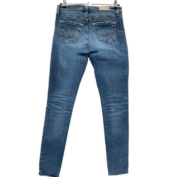 Ag Denim Jeans Sleek Blue Legging Raw Hem Ankle Skinny Jeans Size 25 - Picture 2 of 4